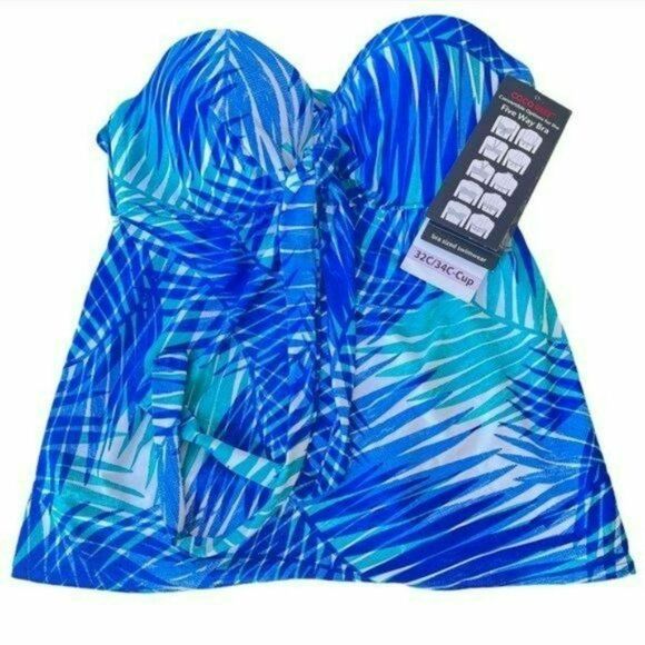Coco Reef Womens Ocean Blue Five Way Convertible Blue Tankini Top 32C‎ 34C New - Picture 4 of 13
